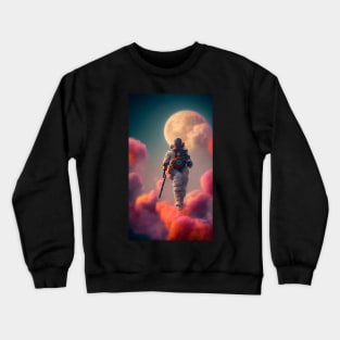 Astronaut standing on colorful clouds in space Crewneck Sweatshirt